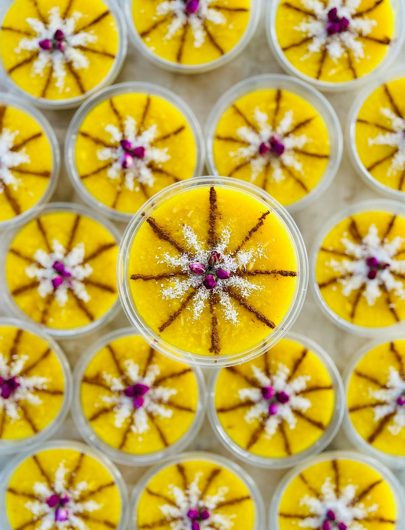 Afghan firni saffron milk pudding with cardamom