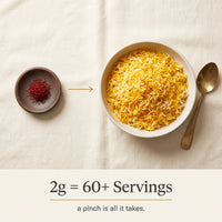 2g of Raihan saffron makes 60+ servings — pinch to golden saffron rice
