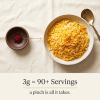 3g of Raihan saffron makes 90+ servings — pinch to golden saffron rice