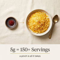 5g of Raihan saffron makes 150+ servings — pinch to golden saffron rice